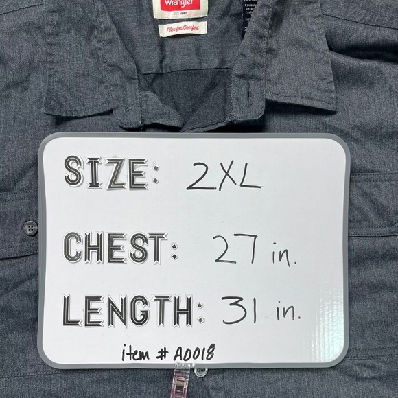 Wrangler Men's Casual Button Down Shirt - Dark Gray - Picture 14 of 14